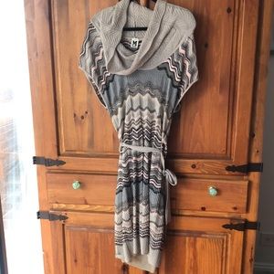 Missioni sweater cowl neck sparkly dress with slip